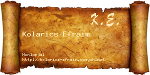 Kolarics Efraim névjegykártya